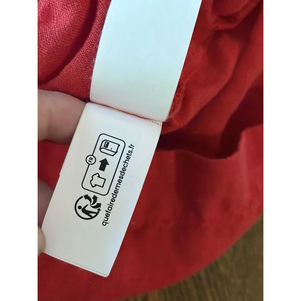 Zara Kids Girls 100% Linen Red Romper Size 8 Pockets‎ Summer Beach Adjustable